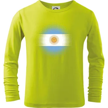 Dětská móda Argentina vlajka tečkovaná - Triko dětské Long Sleeve - 122 cm/6 let ( Limetková )