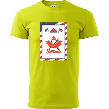 Pánské tričko USA BBQ POSTER - Klasické pánské triko vyšší gramáže - XS ( Limetková )