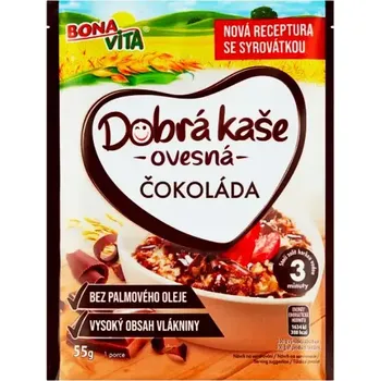 Ovesná kaše BONAVITA, čokoláda 55g (BONAVITA - ovesná kaše ČOKOLÁDA s vysokým obsahem vláknin, bez palmového oleje 55g)