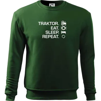 Chlapecké tričko Traktor eat sleep repeat - Mikina Essential dětská - 146 cm/10 let ( Lahvově zelená )