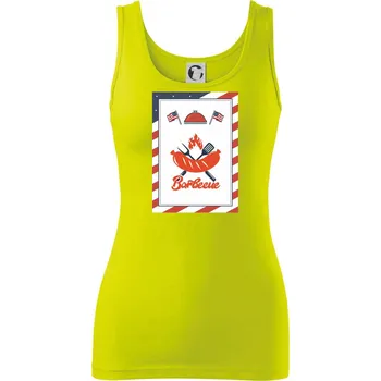 Dámské tričko USA BBQ POSTER - Dámské tílko - L ( Limetková )