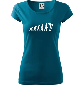 Dámské tričko Evoluce Saxofonu - Dámské triko Pure - XS ( Petrolejová )