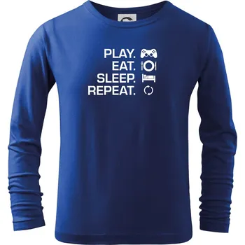 Chlapecké tričko Play Eat Sleep Repeat game - Triko dětské Long Sleeve - 122 cm/6 let ( Královská modrá )