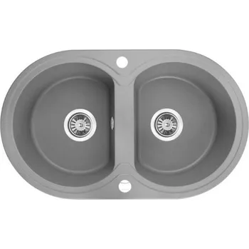 Granitový dřez Laveo Dafne, 2-komorový granitový dřez 780x470x204 mm, šedá, LAV-SBD_520T