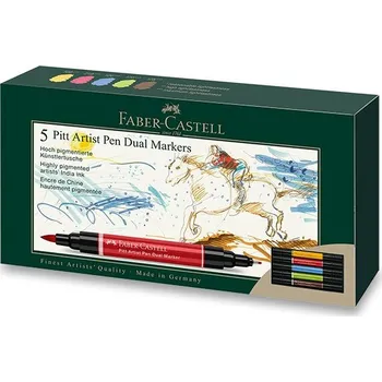 Faber-Castell Pitt Artist Pens Dual Markers - sada 5 ks oboustranných popisovačů
