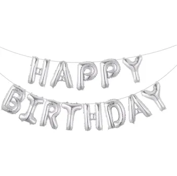 Balónek Fóliové Happy Birthday balónky, girlandy stříbrná