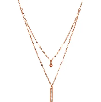 Náhrdelník EVOLUTION GROUP CZ Pozlacený stříbrný ROSE náhrdelník kulička a úzký obdelník - 12057.1