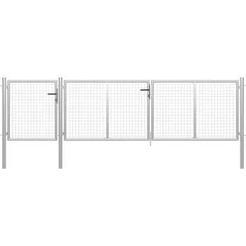 brána Zahradní brána ocelová 400 x 100 cm stříbrná IM_144347