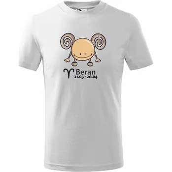 ON-DESIGN Dětské tričko znamení BERAN Velikost: 110 cm/4 roky, Barva: bílá