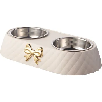 Miska pro psa Luxusní designová dvojmiska na granule (vodu) pro domácí mazlíčky Barva: Bílá