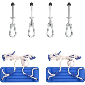 Hra na zahradu vidaXL Houpačkové sedáky 2 ks s lezeckými kameny modré polyethylen [91029]