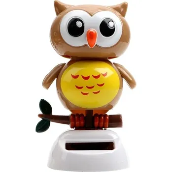 Solární sovička do auta s kývající hlavou | dekorace do auta - Khaki