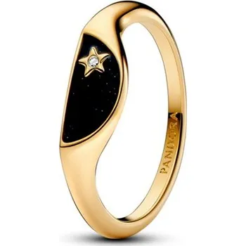 Prsten Zlacený pečetní prsten PANDORA Me Rozpůlený smalt 58 163325C01-58