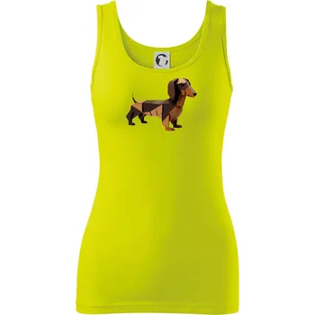 Dámské tričko Jezevčík - slepený z papíru - Dámské tílko - M ( Limetková )