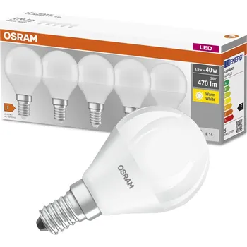 Osvětlení 5PAK LED žárovka LED E14 P45 5W = 40W 470lm 2700K Teplá OSRAM Base