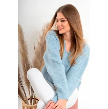 Dámský svetr Dámský pohodlný svetr ELIF ve světle-modré, VELIKOST UNI ( S, M , L )