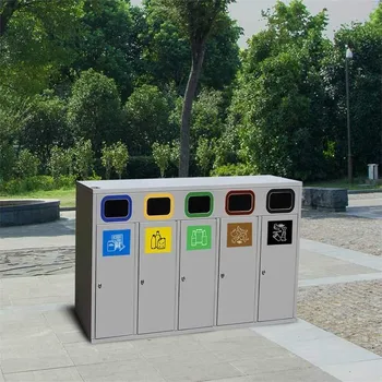 Odpadkový koš EKO STATION OUTDOOR - sestava na tříděný odpad, objem 5 x 74 l