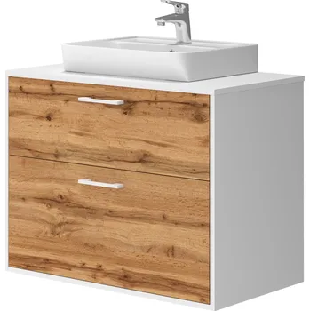 Koupelnový nábytek Lavedo Afina Neon White/Wotan Oak 80 koupelnová skříňka s umyvadlem