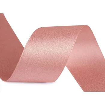 Atlasová stuha oboustranná s lurexovým leskem šíře 40 mm, barva 3 starorůžová sv.