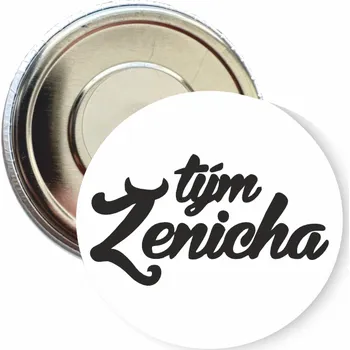 ON-DESIGN Placka s motivem Tým ženicha 32 mm Barva: bílá, Barva potisku: černá, Typ buttonu: magnet