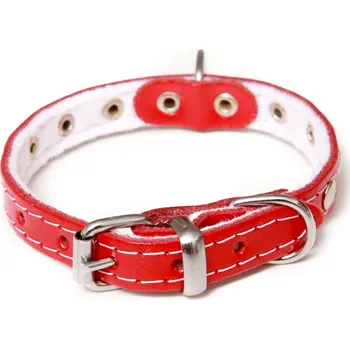 Obojek pro psa BAFPET Kožený obojek podšitý, zdobený nýty Barva: Červená, Rozměr: 10mm x 26cm /17-22/ 01102