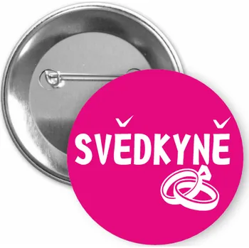 ON-DESIGN Placka s motivem Svědkyně 32 mm Barva: purpurová, Barva potisku: bílá, Typ buttonu: špendlík