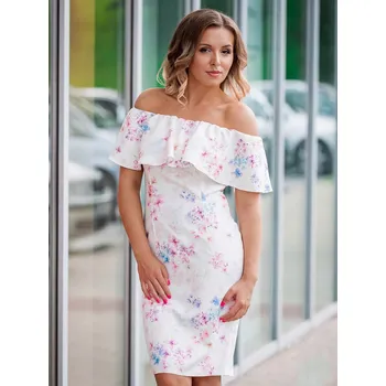 Dámské šaty Dámské pouzdrové šaty s volánem VS-SA 1860 květinové, VELIKOST S