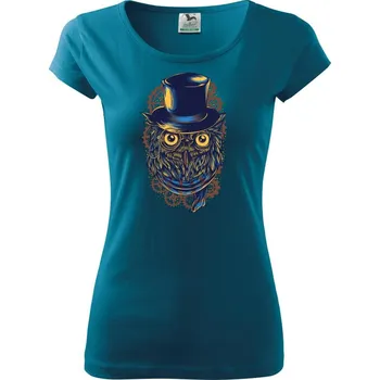 Dámské oblečení Steampunková sova - Dámské triko Pure - S ( Petrolejová )