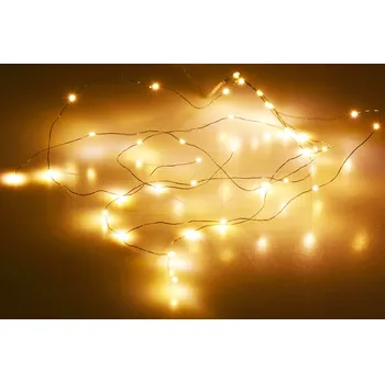 Vánoční dekorace Euro Habitat Více prutý mikro LED pásek na baterie (53cm) 36 diod - Teplá bílá, čirý kabel