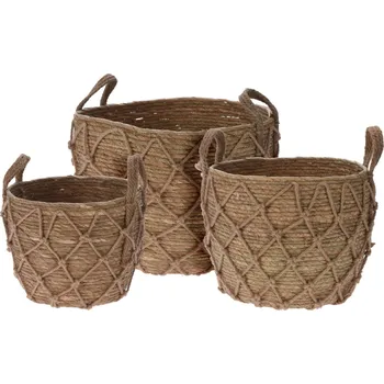 Home Styling Collection Úložné koše s rukojetí, vrba a rattan, 3 ks
