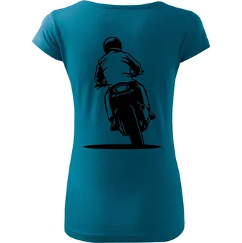 Dámské tričko Motorkář na zádech - silnice - Dámské triko Pure - 3XL ( Petrolejová )