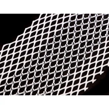 Galanterie Pružná vsadka / síťovina / prýmek s broušenými kamínky šíře 75 mm, barva 1 bílá crystal