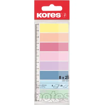 Samolepící bloček Samolepicí záložky Kores Index Strips - 8 x 25 lístků / pastelové