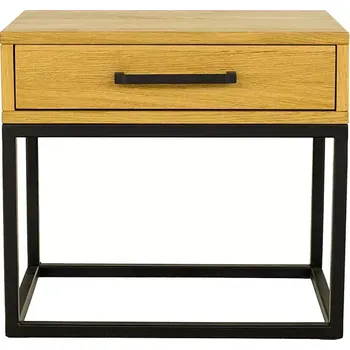 Noční stolek SN370 noční stolek z dubu a kovu Drewmax (Kvalitní nábytek z dubového masivu)