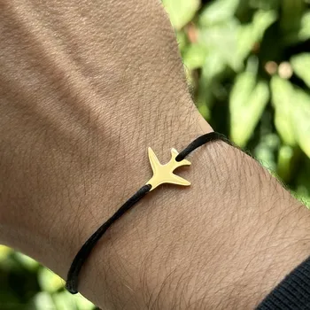 Náramek Provázkový náramek z oceli - LETADLO Zlaté