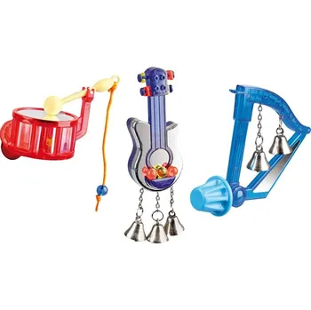 Hračka pro psa Hračka pro ptáky FLAMINGO - hudební nástroje 8cm (MIX BAREV)