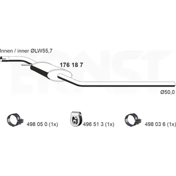 Výfukový systém Střední tlumič výfuku ERNST 176187