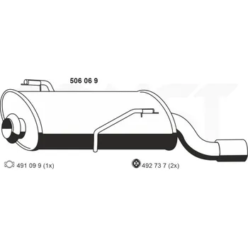 Výfukový systém Zadní tlumič výfuku ERNST 506069