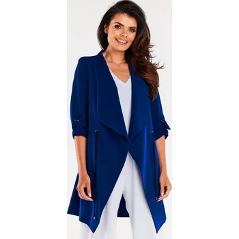 Dámský svetr Volné sako kabátového střihu a dlouhými rukávy A335 Barva: Tmavě Modrá, Velikost: L/XL