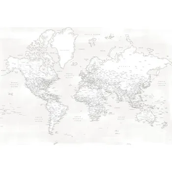 Plakát Plakát, Obraz - Almost white detailed world map, Blursbyai