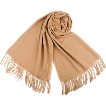 Šála Šátek / šála typu pashmina s třásněmi 65x180 cm, barva 33 béžová velbloudí