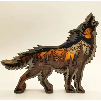 Rustikální dřevěná socha - Vlk Dřevěná socha