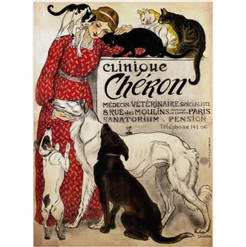 Plakát Plakát, Obraz - Clinique Cheron, Cats & Dogs, Théophile Steinlen