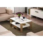 Designový konferenční stolek Obelia 90 cm bílý / ořech