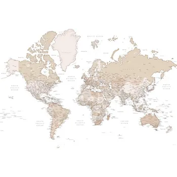 Plakát Plakát, Obraz - Beige detailed wold map, Louie, Blursbyai