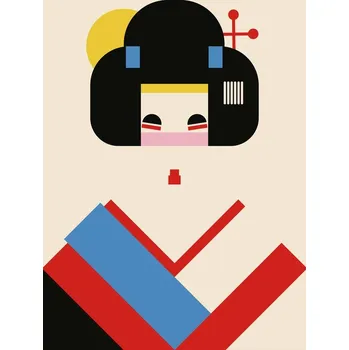 Plakát Plakát, Obraz - Geisha Girl Geometric Illustration, Retrodrome