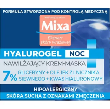 Pleťový krém MIXA, Hyalurogel nočný hydratačný regeneračný krém-maska 50ml