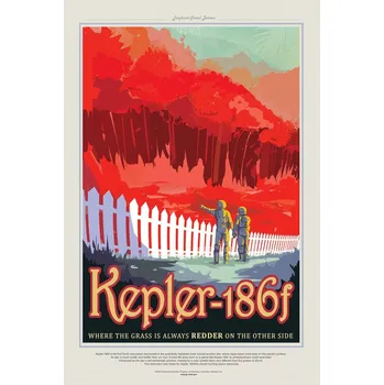 Plakát Plakát, Obraz - Kepler186f (Planet & Moon Poster) - Space Series (NASA)
