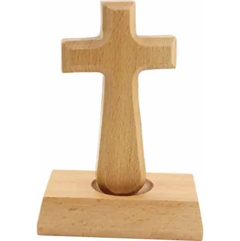 Dřevěná hračka Dřevěný kříž 05 na podstavci 12,5cm