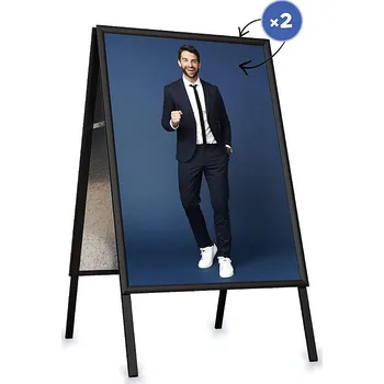 Černý reklamní A stojan s ostrými rohy A1 - profil 25 mm